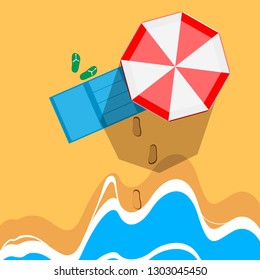 Beautiful beach landscape image. Summer season. Vector illustration design