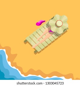 Beautiful beach landscape image. Summer season. Vector illustration design