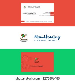 Beautiful Beach  Logo and business card. vertical Design Vector