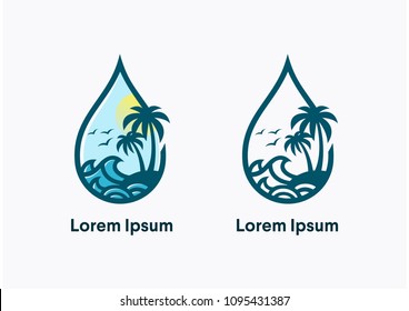 Beautiful Beach Logo Hawaii Wave Summer Vibes