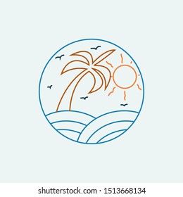 beautiful beach logo tamplate illustrator