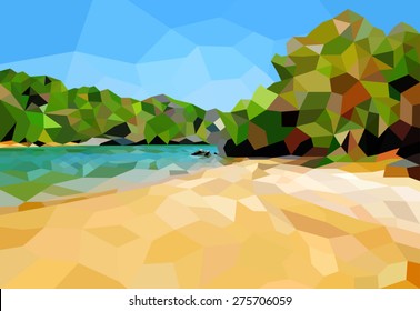 Beautiful beach low poly,nature vector background