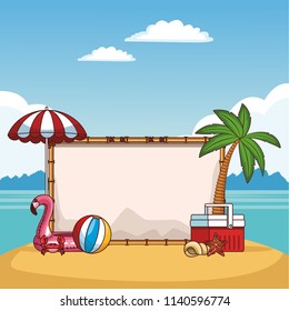 Beautiful beach with sign