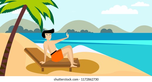 Beautiful beach. Summer holiday and vacation concept background. Inspirational tropical landscape design. Tourism and travel design