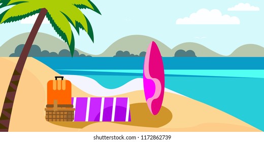 Beautiful beach. Summer holiday and vacation concept background. Inspirational tropical landscape design. Tourism and travel design