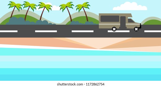 Beautiful beach. Summer holiday and vacation concept background. Inspirational tropical landscape design. Tourism and travel design
