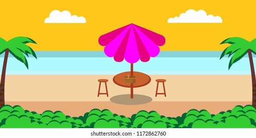 Beautiful beach. Summer holiday and vacation concept background. Inspirational tropical landscape design. Tourism and travel design