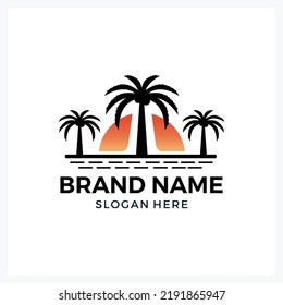 Beautiful Beach Sunset Logo Design For Travel Business