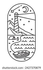 beautiful beach views line art illustration