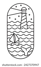 beautiful beach views line art illustration