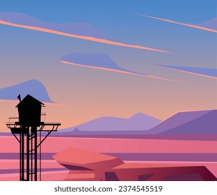 beautiful beachside scenery design with charming colors