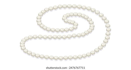 Beautiful Beads Necklace On White Background.