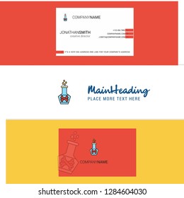 Beautiful Beaker Logo and business card. vertical Design Vector