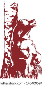 beautiful bear by the birch
