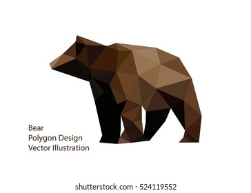 Beautiful Bear In Geometric Polygon Design Style. Abstract Background. Vector Illustration
