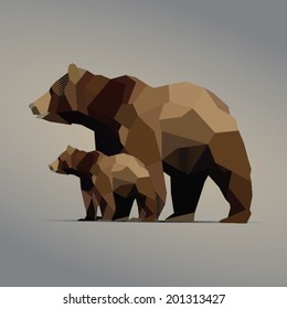  beautiful  bears abstract geometric polygon vector