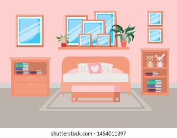 beautiful bed room house scene