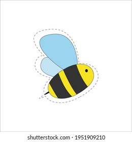 Beautiful bee isolated on white background. Bee life concept for printing, packaging, nectar, honey, textiles and other purposes. Vector illustration
