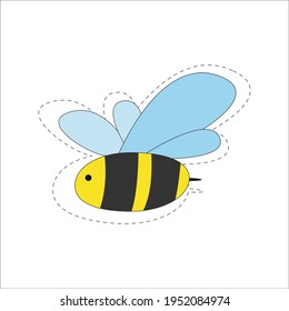Beautiful bee isolated on white background. Bee life concept for printing, packaging, nectar, honey, textiles and other purposes. Vector illustration