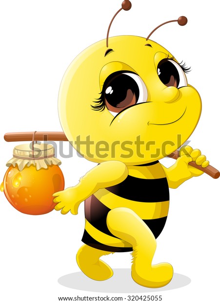 Beautiful Bee Which Carries Pot Honey Stock Vector (Royalty Free ...