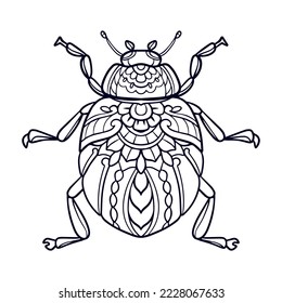 Bellas bellas artes Beetle mandala aisladas de fondo blanco