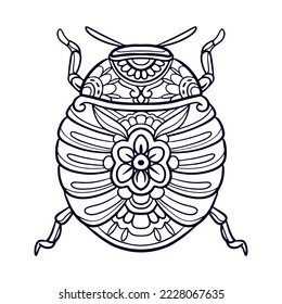 Beautiful Beetle mandala arts isolated on white background