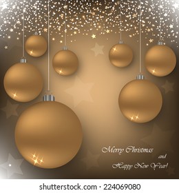 Beautiful beige background with golden balls. Vector  illustration