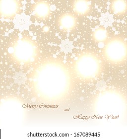 Beautiful beige background with sparkles and confetti . Vector  illustration