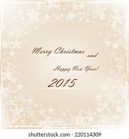 Beautiful beige background with sparkles  and star .Vector  illustration