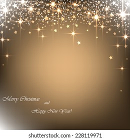 Beautiful beige background with sparkles and star .Vector  illustration