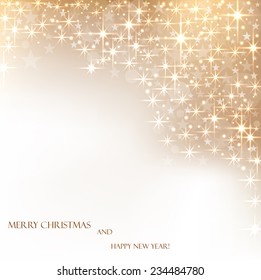 Beautiful beige background with sparkles and stars .Vector  illustration