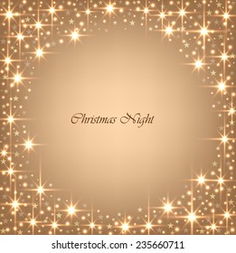 Beautiful beige background with sparkles and stars .Vector  illustration