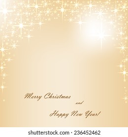 Beautiful beige background with sparkles and stars .Vector  illustration