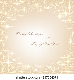 Beautiful beige background with sparkles and stars .Vector  illustration