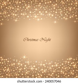 Beautiful beige background with sparkles and stars .Vector  illustration.  