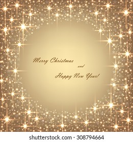 Beautiful beige background with sparkles and stars .Vector  illustration