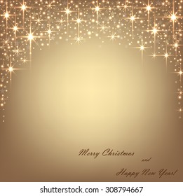 Beautiful beige background with sparkles and stars .Vector  illustration