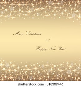 Beautiful beige background with sparkles and stars .Vector  illustration