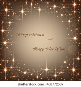 Beautiful beige background with sparkles and stars .Vector  illustration