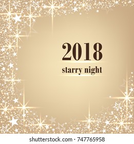 Beautiful beige background with sparkles and stars .Vector  illustration