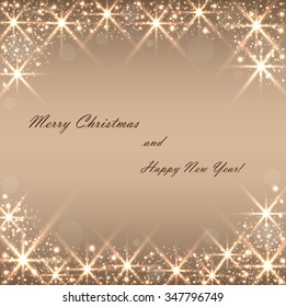 Beautiful beige background with sparkles .Vector  illustration