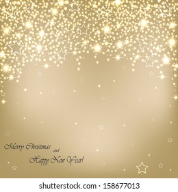Beautiful beige background with stars and snowflakes. Vector  illustration