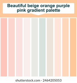 Beautiful beige orange purple pink gradient palette. Abstract Colored Palette Guide. Elegant concept color palette
