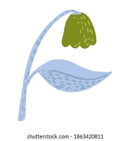 Beautiful bellflower with blue color isolated on white background. Abstract botanical flower in doodle vector illustration.