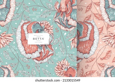 beautiful betta fish pattern template