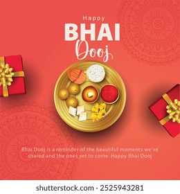 hermosa tarjeta de felicitación del festival Bhai dooj India. diseño de Ilustración vectorial abstracto editable