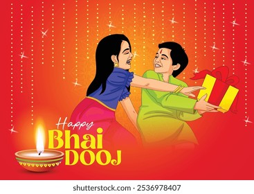 hermosa tarjeta de felicitación del festival Bhai dooj India. diseño de Ilustración vectorial abstracto editable.