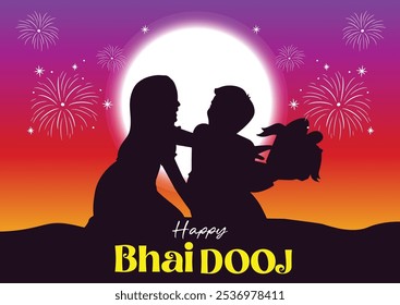 hermosa tarjeta de felicitación del festival Bhai dooj India. diseño de Ilustración vectorial abstracto editable.