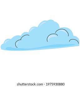 Beautiful big blue cloud for children. Illustration for kids.