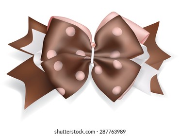 Beautiful big bow made of brown ribbon